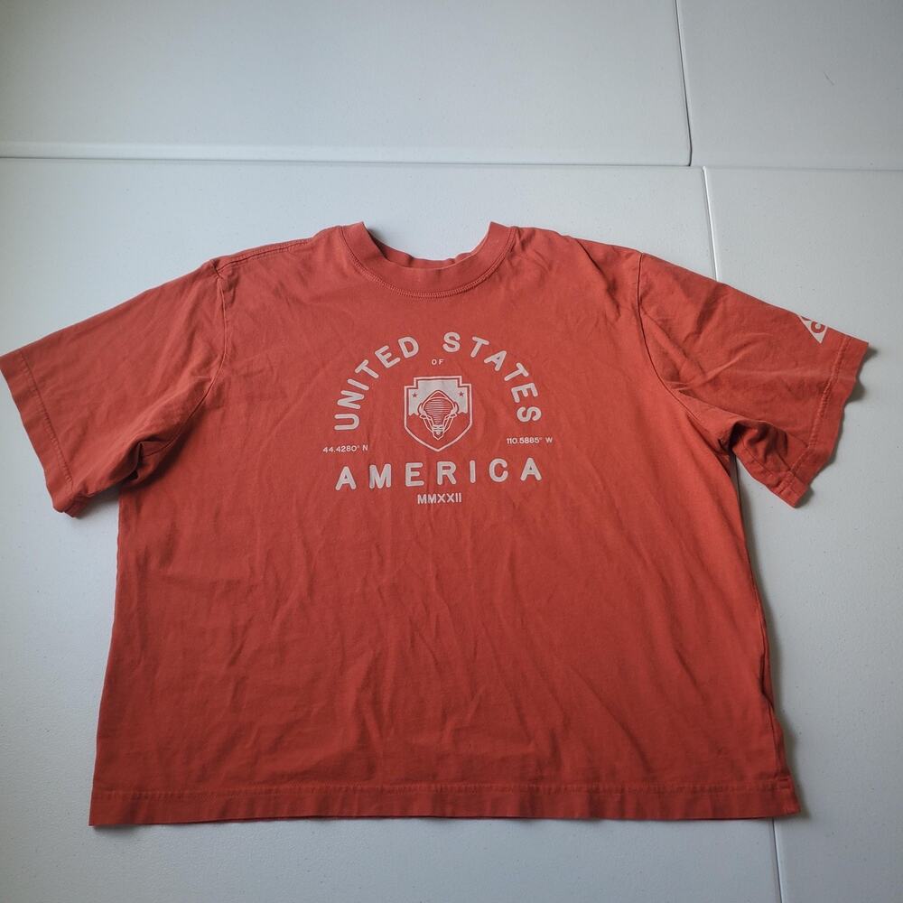 Nike ACG Shirt Womens Medium Orange USA National Parks Graphic Short Sleeve Tee